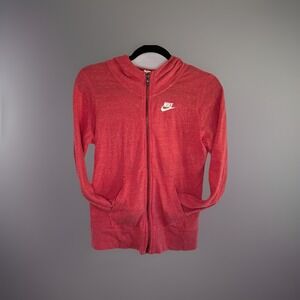 Nike Youth XL‎ Full Zip Hoodie Pink Heathered Lightweight Sweatshirt